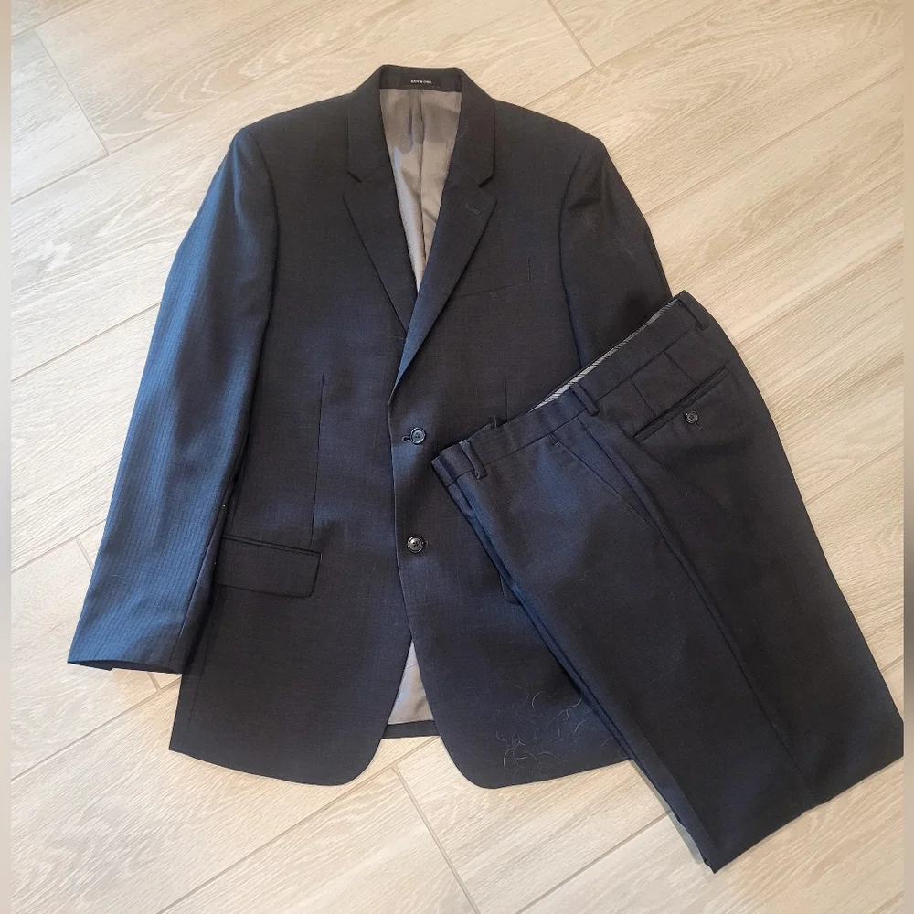 Calvin Klein Men's Pin Stripe Two Button Formal Suit - Picture 2 of 16